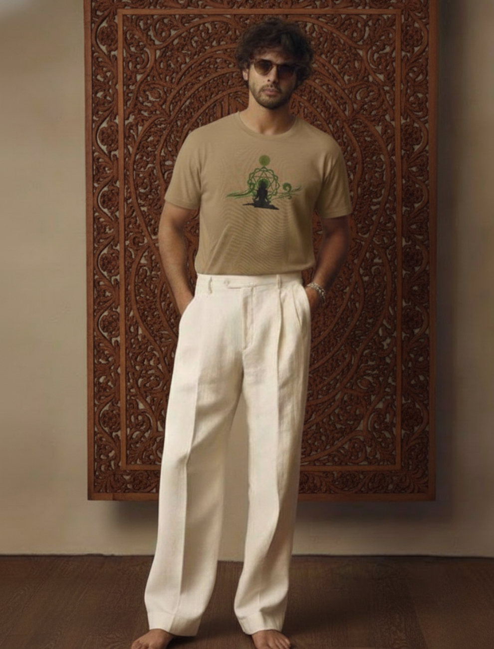 Meditative Energy Gold Finish T-Shirt  Upadesham