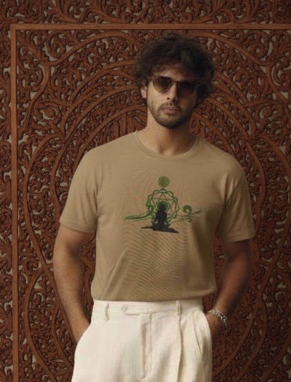 Meditative Energy Gold Finish T-Shirt  Upadesham