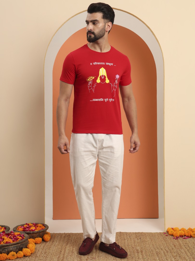 Paritranaya Sadhunam Vishnu Mantra T-Shirt