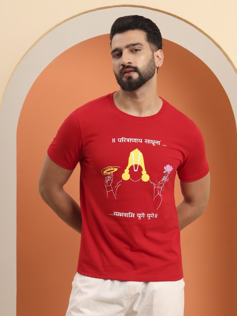 Paritranaya Sadhunam Vishnu Mantra T-Shirt