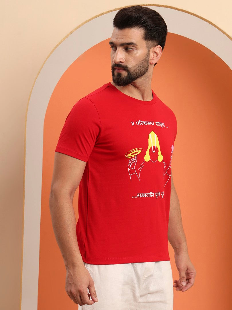 Paritranaya Sadhunam Vishnu Mantra T-Shirt