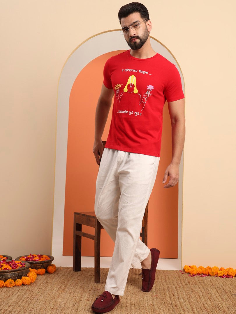 Paritranaya Sadhunam Vishnu Mantra T-Shirt