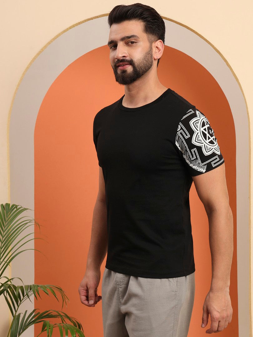Laxhmi Yantra sleeve printed T-shirt