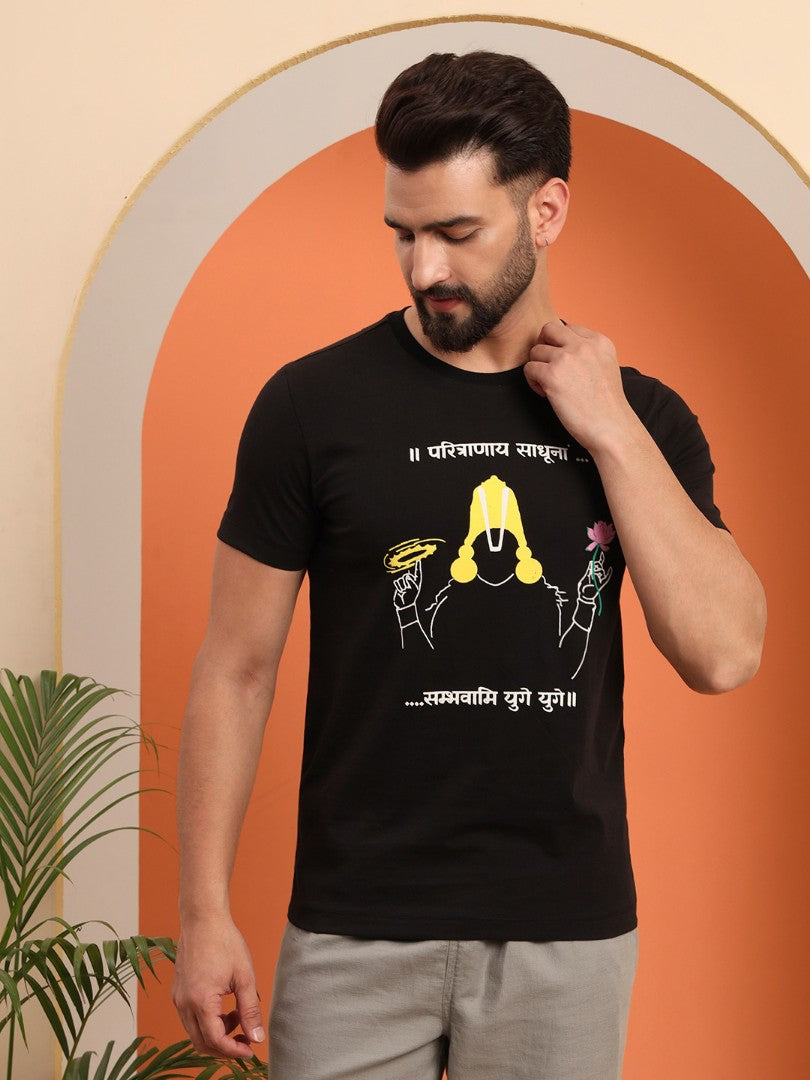 Paritranaya Sadhunam Vishnu Mantra T-Shirt
