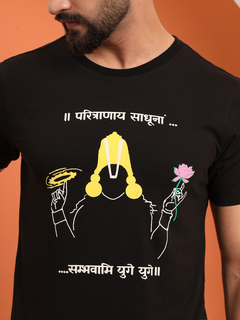 Paritranaya Sadhunam Vishnu Mantra T-Shirt