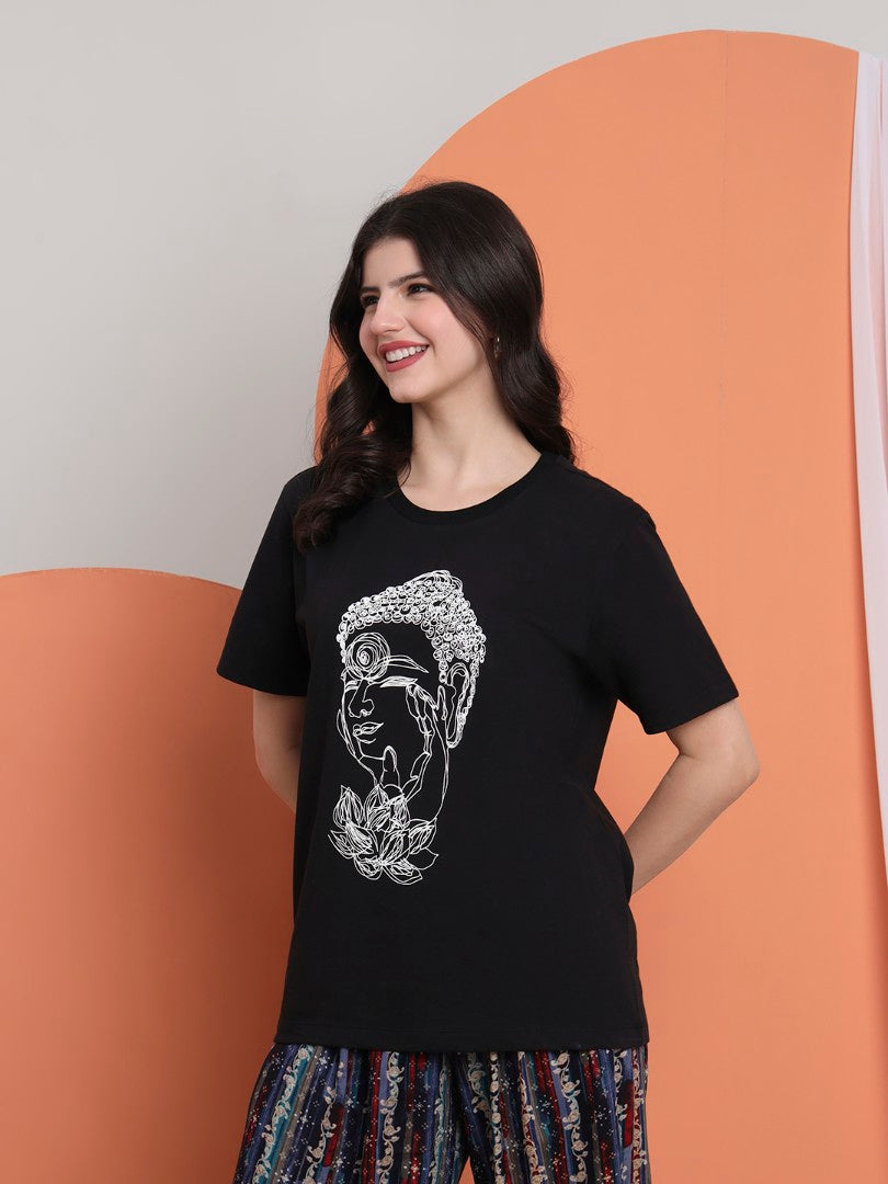 Budha Scribble Women T-shirt – Sruble Art of Buddha
