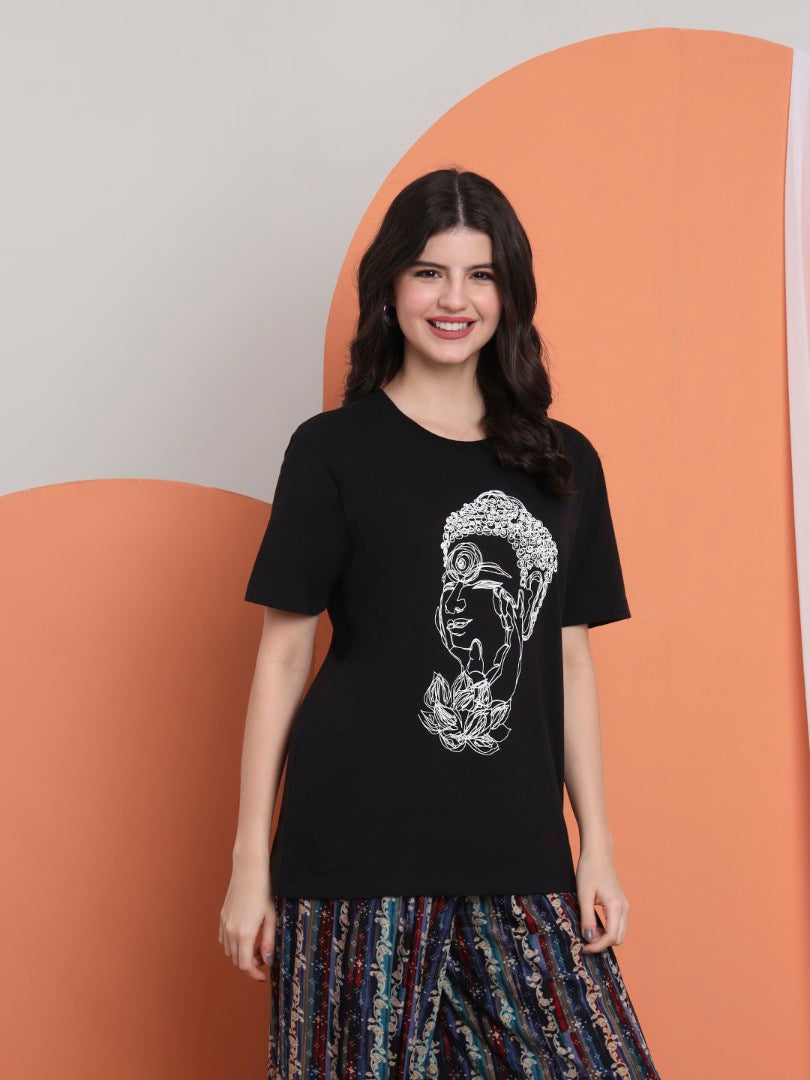 Budha Scribble Women T-shirt – Sruble Art of Buddha